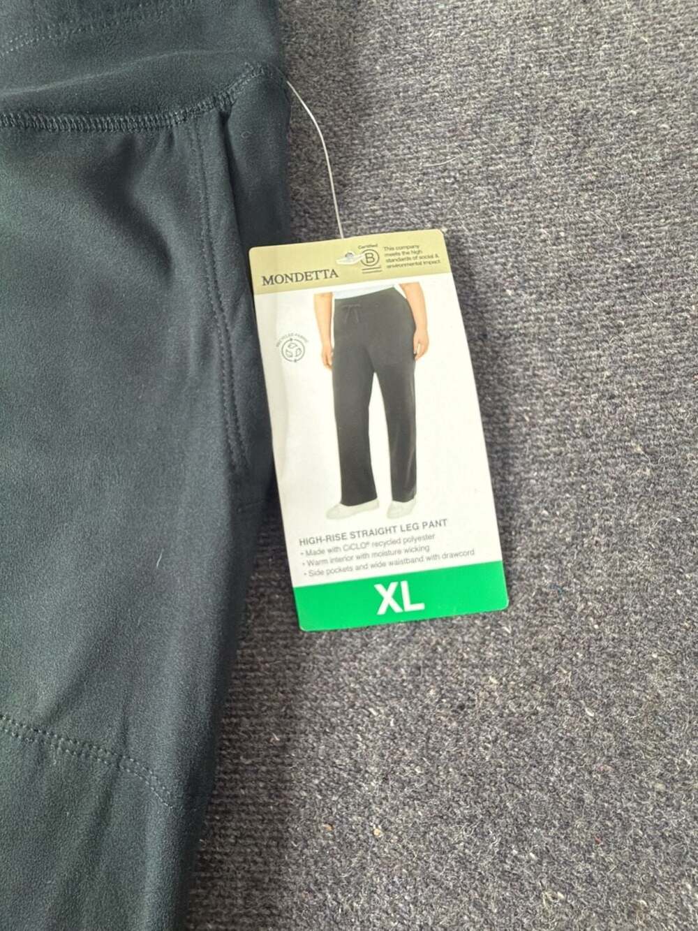 Mondetta Women's High-Rise Straight Leg Fleece Pant Black Size XL New with Tags